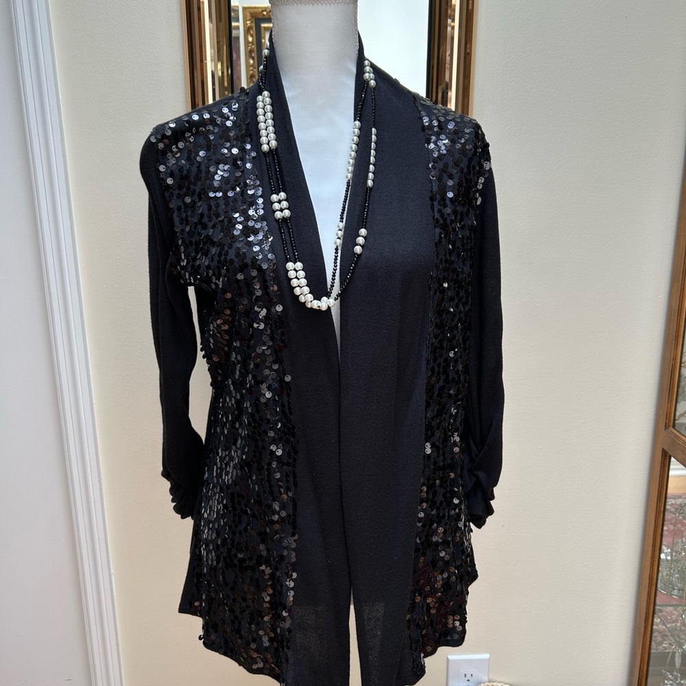 Black Sequin Cardigan